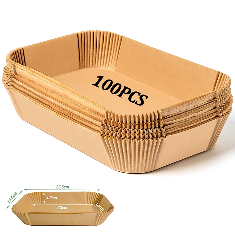 Revêtement en papier de cuisson jetable pour friteuse à air rectangulaire, plateau en papier d'huile de silicone antiadhésif de alimentaire, four à micro-ondes, cuiseur de cuisine: Chocolat