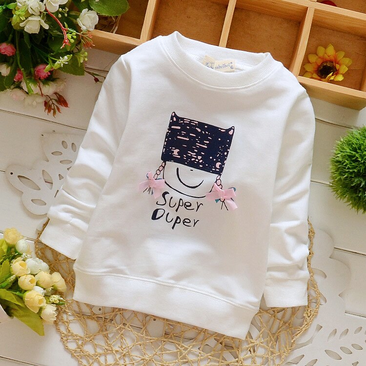 Baby Top Voorjaar Baby Katoen Cartoon Meisje Patroon Lange Mouw T-shirt: WHITE / 24M