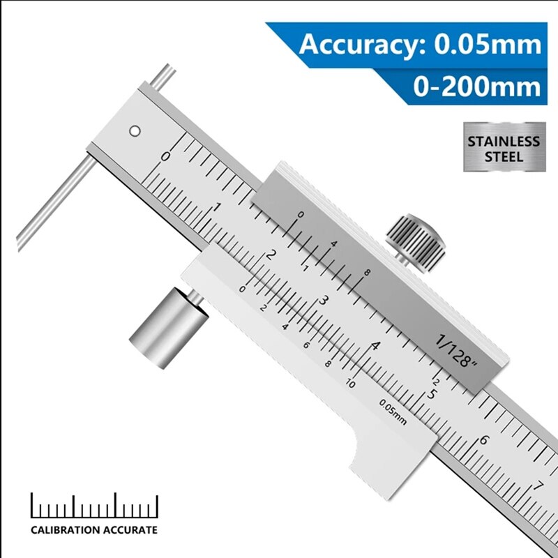 Caliper Marking Vernier Caliper 0-200Mm 0.05Mm Stainless Steel Parallel Marking Vernier Marking Gauge Measuring Tool