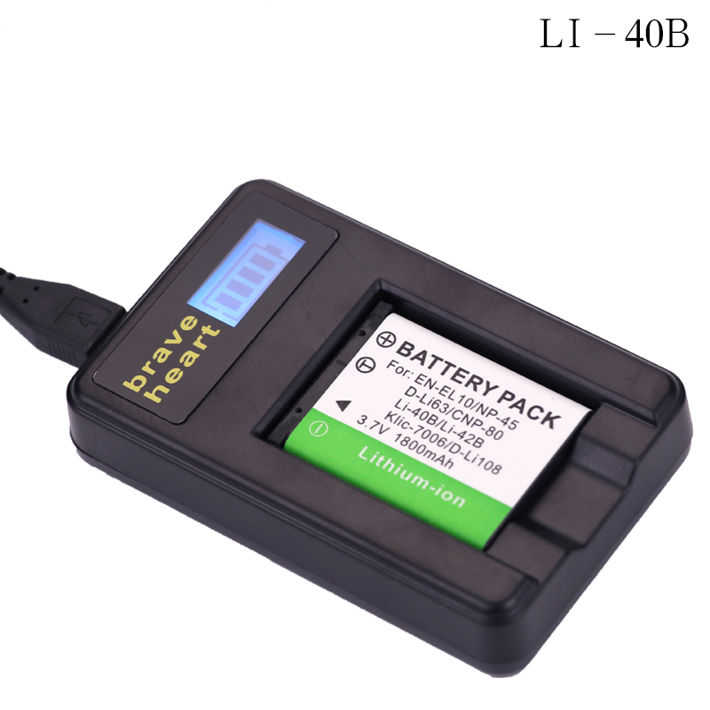 Baterías LI40B LI42B + cargador USB LCD para Li-40B /LI-42B, para Olympus, Nikon, EN-EL10, EN, EL10, ENEL10, Pentax, D-Li63, Fuji, 2 uds.