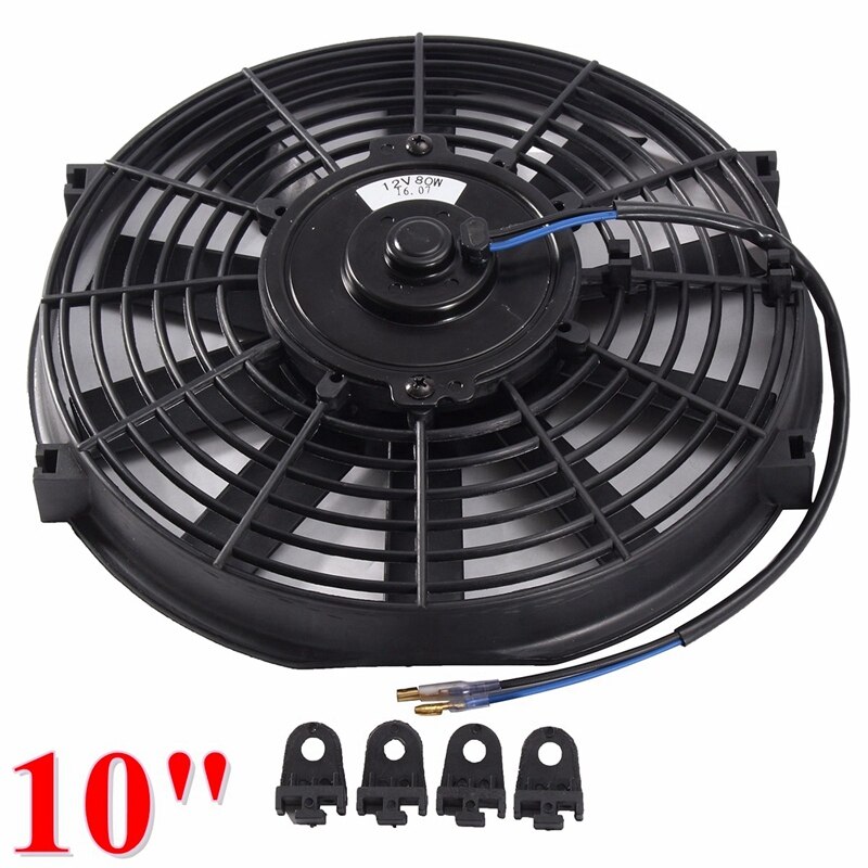 10 tommer 12v 80w 2100 o / m lige sort klinge elektrisk køling radiator tank ventilator monteringssæt universal