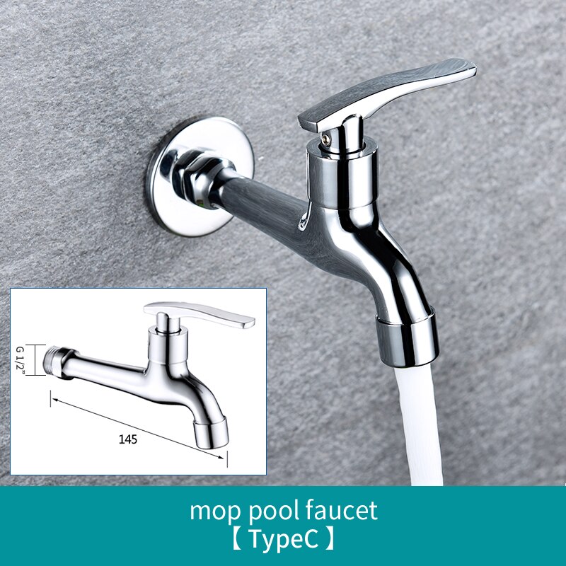 Wall Mounted Lengthen Washing Machine Tap Mop Pool Tap Garden Outdoor Water Modern Kitchen Bathroom Faucet