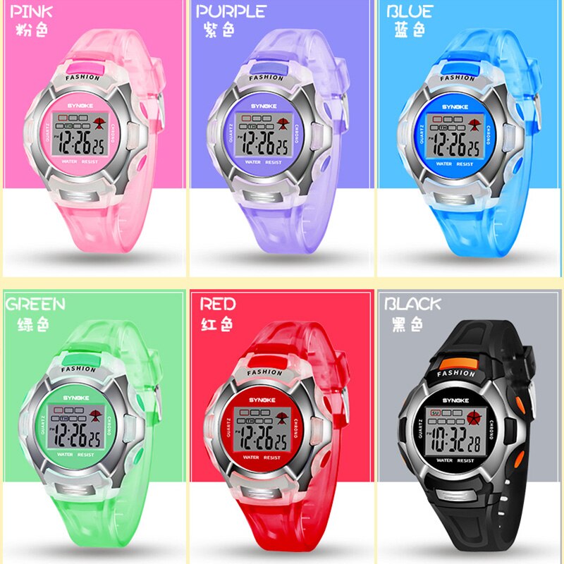 Synoke Kinderen Digitale Horloges Jongens Meisjes Led Sport Waterdichte Studenten Alarm Datum Casual Kids Elektronische Horloge