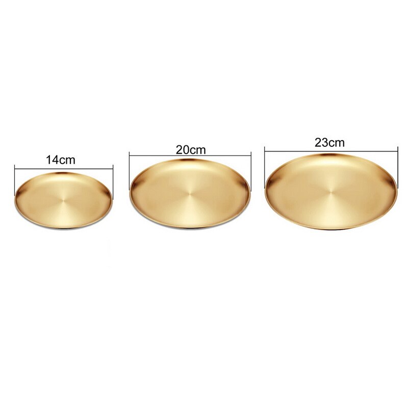 Gold Essen Platte Schüsseln Europäischen Stil Abendessen Platten Runde Platte Kuchen Tablett Westlichen Steak Runde Tablett Küche Geschirr #