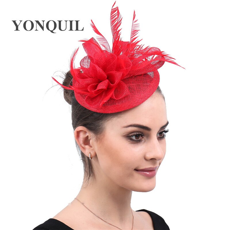 Kvinder fascinator hovedbeklædning hat bryllup fest hårnål fjer blomster lejlighed hår fjer tilbehør chapeau til damer brude