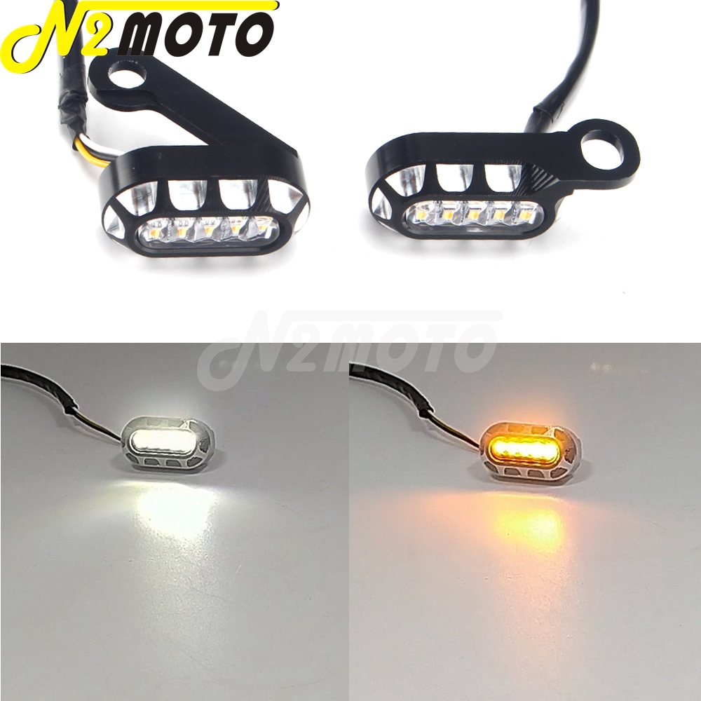 Mini clignotant LED CNC pour Harley Sportster 883, 1200, 48, 72, Super Low Roadster 2004 –: White Clear