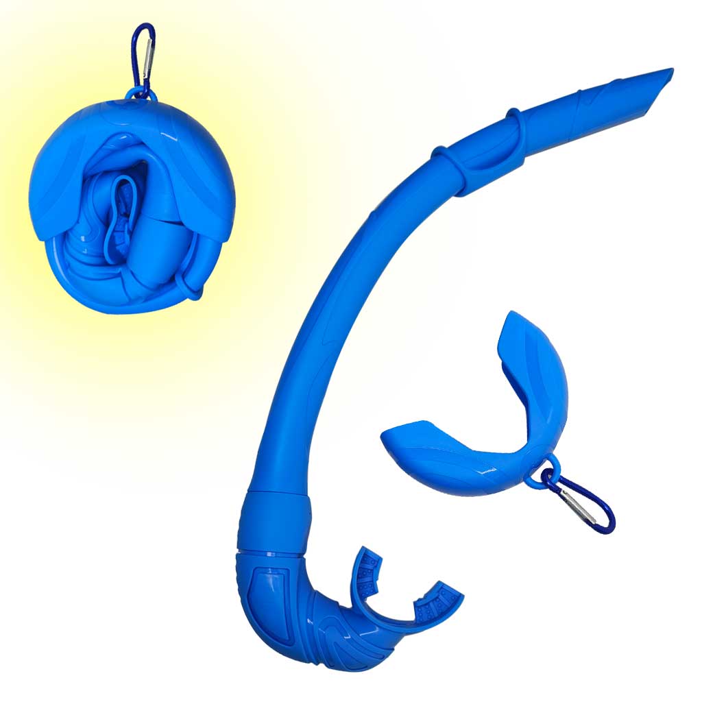 Oprolbare siliconen snorkel Zwemmen Zwemmen Snorkel met hangende gesp Comfortabele beademingsslang voor snorkelen: Blauw