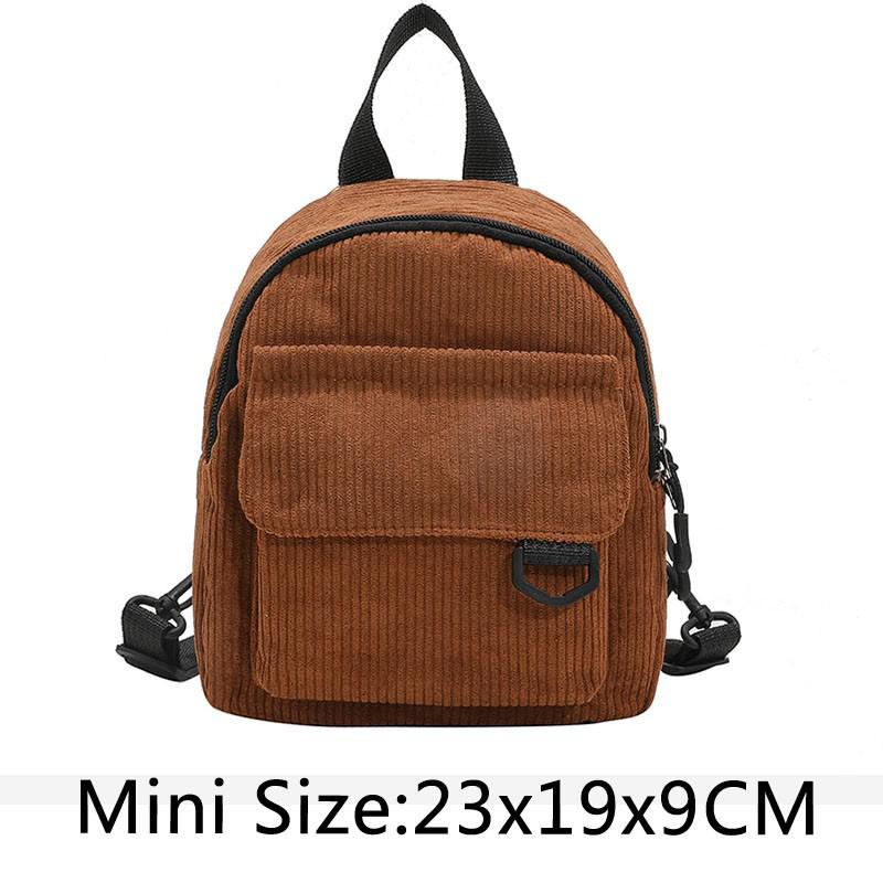 2022 Women Backpack Solid Color Shoulder Bag School Bag For Teenage Girl Children Female: brown mini