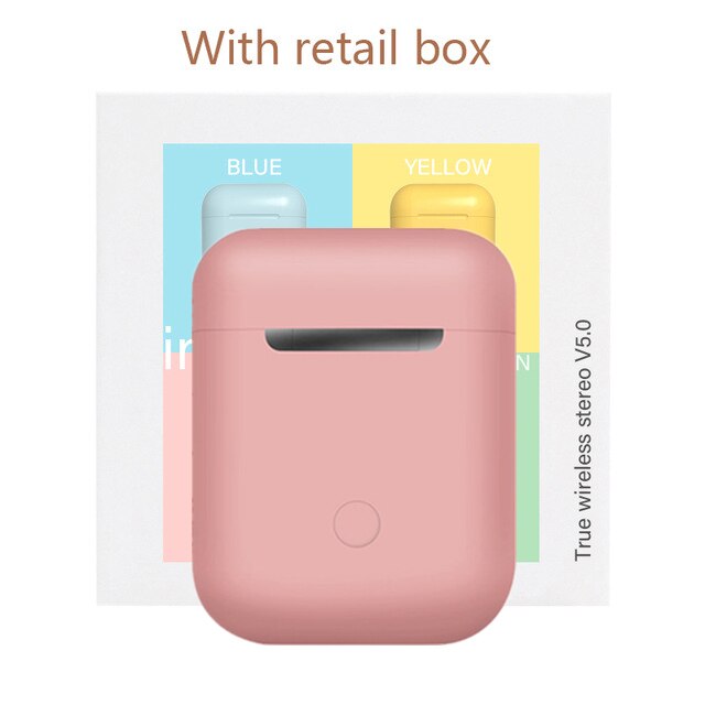 Original i12 TWS Bluetooth 5.0 Sport Earphone touch pop-up window HD Mic for IOS Android pk i9s i11 a6s HiFi Sound Headphones: pink Retail box