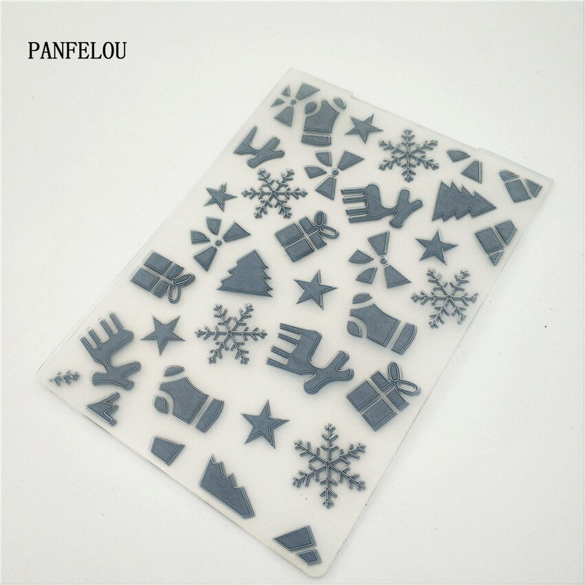 PANFELOU Christmas doll card Embossing folders Plastic For Scrapbooking DIY Template Fondant Cake Photo Album Card Making