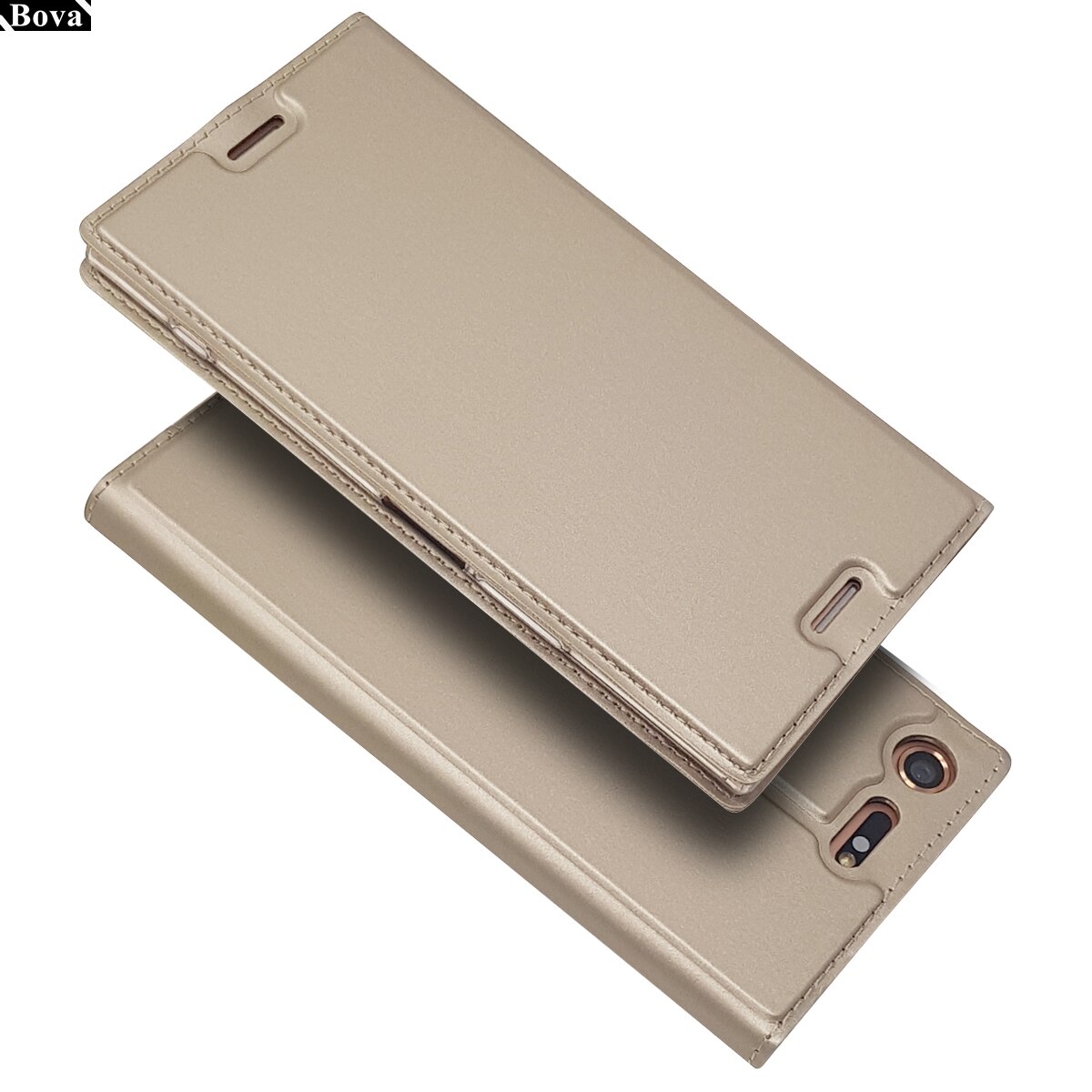 Lommebokveske til sony xperia xz premium flip cover telefon etui magnetisk adsorpsjon super tynn matt touch: Gull