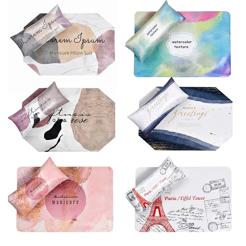 Nail Art Hand Pillow Cushion Nail Polish Holder Soft PU Leather Sponge Arm Rest Cushion Manicure Nail Tool Equipment with Mat