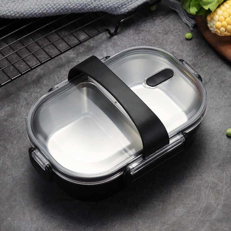 Worthbuy Japanse Draagbare Lunchbox Voor Kids School 304 Rvs Bento Box Keuken Lekvrije Voedsel Container doos: Black
