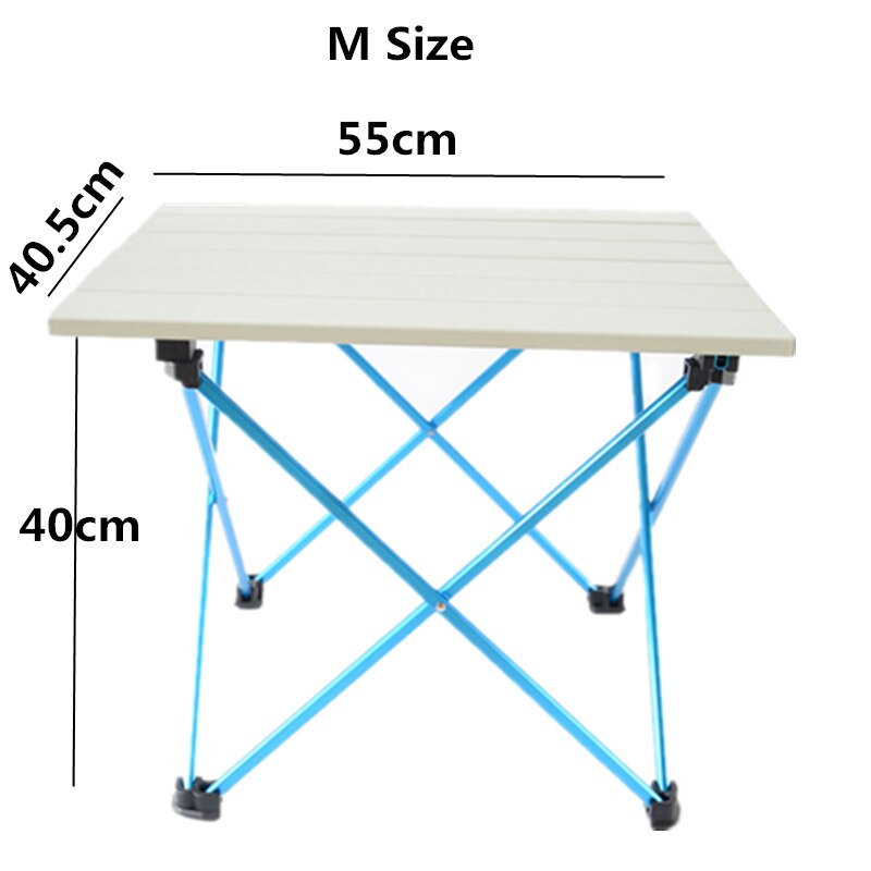 Vilead 2 størrelse aluminiumslegering folde campingbord til picnic fiskeri hkingking rejse bærbar udendørs foldbar camping desk: Hvid m størrelse