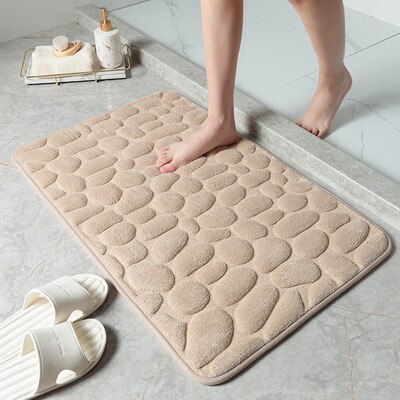 Geplaveide Reliëf Badkamer Badmat Antislip Tapijten In Wastafel Bad Side Vloerkleed Douche Deurmat Geheugen foam Pad: khaki