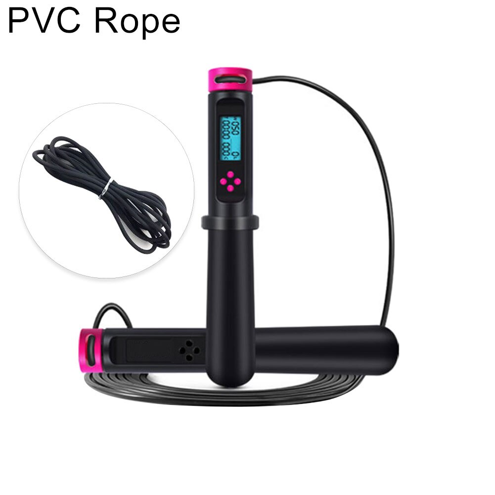 Jump Ropes with Electronic Counting Skip Rope Smart Digital Counter Skipping Rope Weight Loss Fitness Jump Skipping Rope: Rose Red PVC Rope