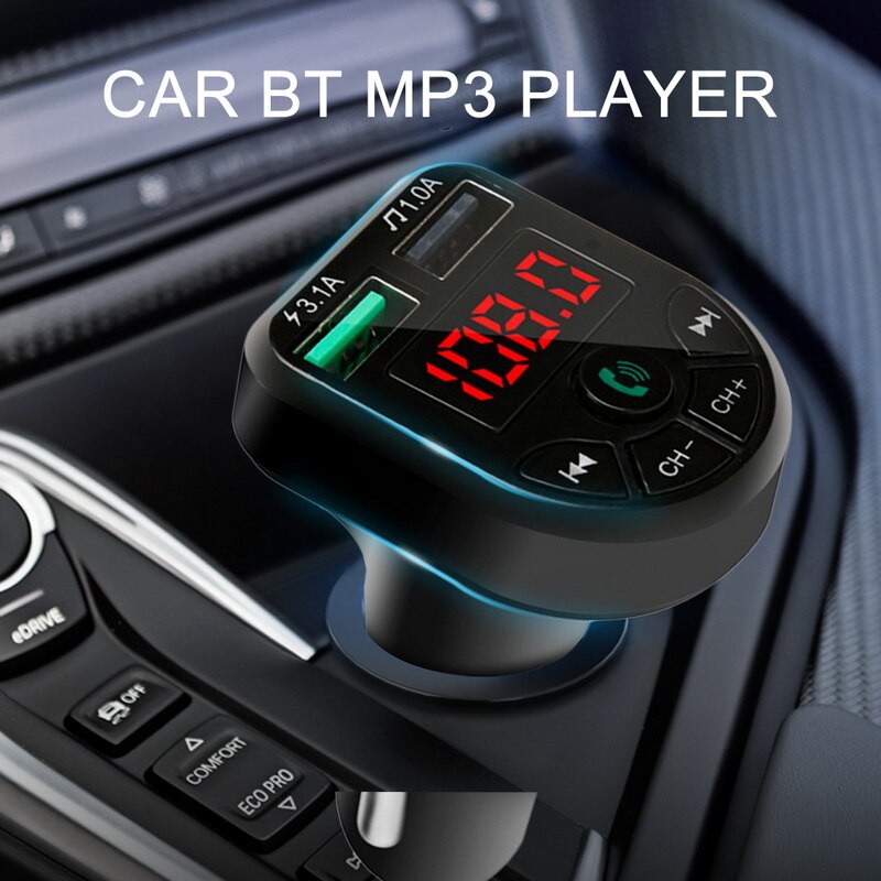 Kit de manos libres Fm Bluetooth 5,0 para coche, transmisor coche FM, adaptador de Radio MP3, 2 cargadores USB, modulador FM