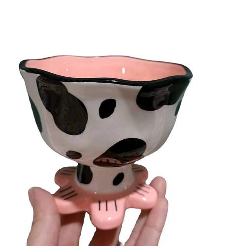 Tasse à thé en forme de fleur de tulipe en trois dimensions peinte à la main, bol à Dessert en forme de cœur pour fille mignonne, ornements de Style Ins: Pink Milk Cup