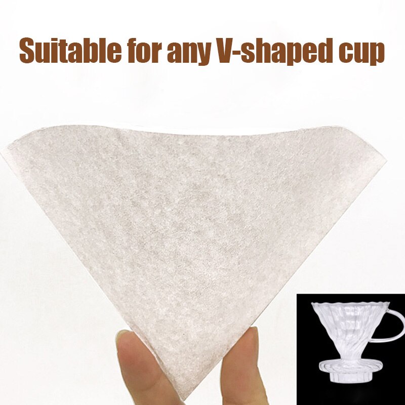 50pcs Cone-shaped Hand Drip Brew Coffee Filter Home Office Travel DIY Drip Filter Cafe Paper MU8669