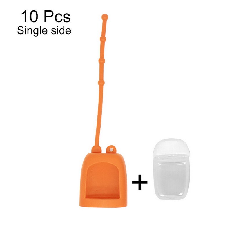 Contenedor de jabón líquido botella vacía portátil de 30ml botella de desinfectante de manos con funda protectora de silicona desmontable: single  orange 10pcs