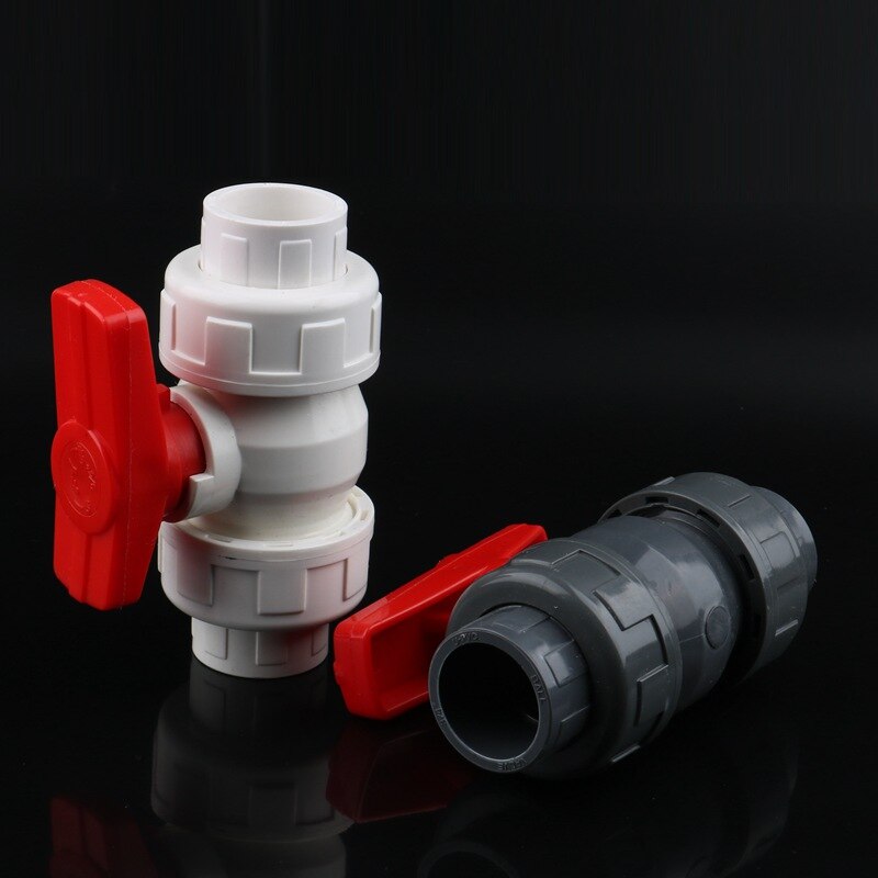 1pc 20mm til 20mm pvc kuleventil fagforening ventil pvc vannrørkobling rørlegger slangekoblinger 1/2 " slureventil