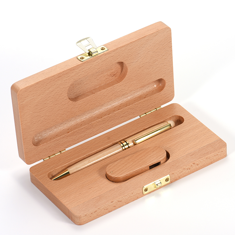 Kugelschreiber-Etui aus Buche, USB-Flash-Laufwerk, 128 GB, kreative Werbegeschenke, Memory Stick, Holzkiste, Stiftlaufwerk, 64 GB, roter Pendrive, 32 GB