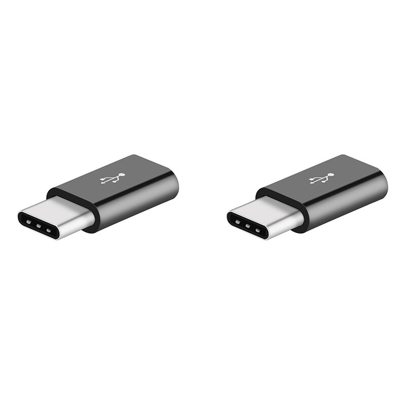 5Pcs Micro Usb Naar Usb C Adapter Mobiele Telefoon Adapter Microusb Connector Voor Huawei Xiaomi Samsung Galaxy A7 Adapter usb Type C: 2pcs(Black)