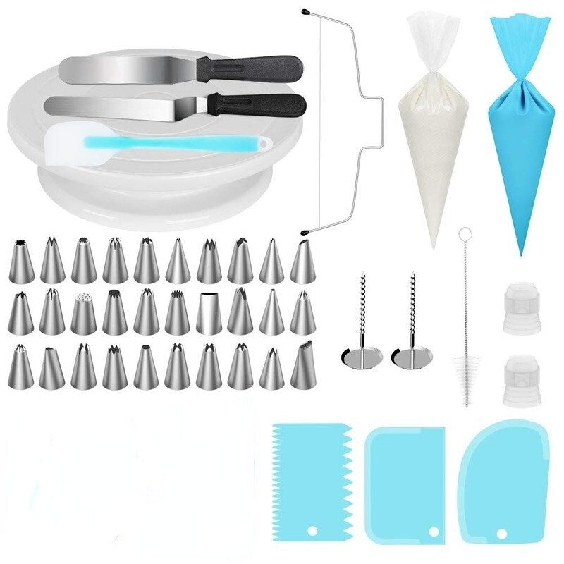 Pastry Nozzle Confectionery Cake Decorating Tools Turntable Non-stick Candy Piping Nozzle Silicone Scraper Baking Pastry Tools: 96pcs