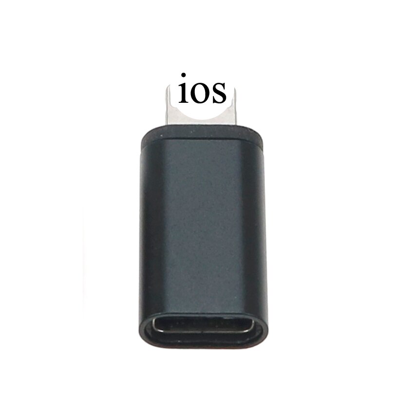 USB C Female to IOS Male Adapter for phone X XR XS Max 8 7 6 6S Plus Type-c To 8pin Charging Sync Charger Cable converter: black