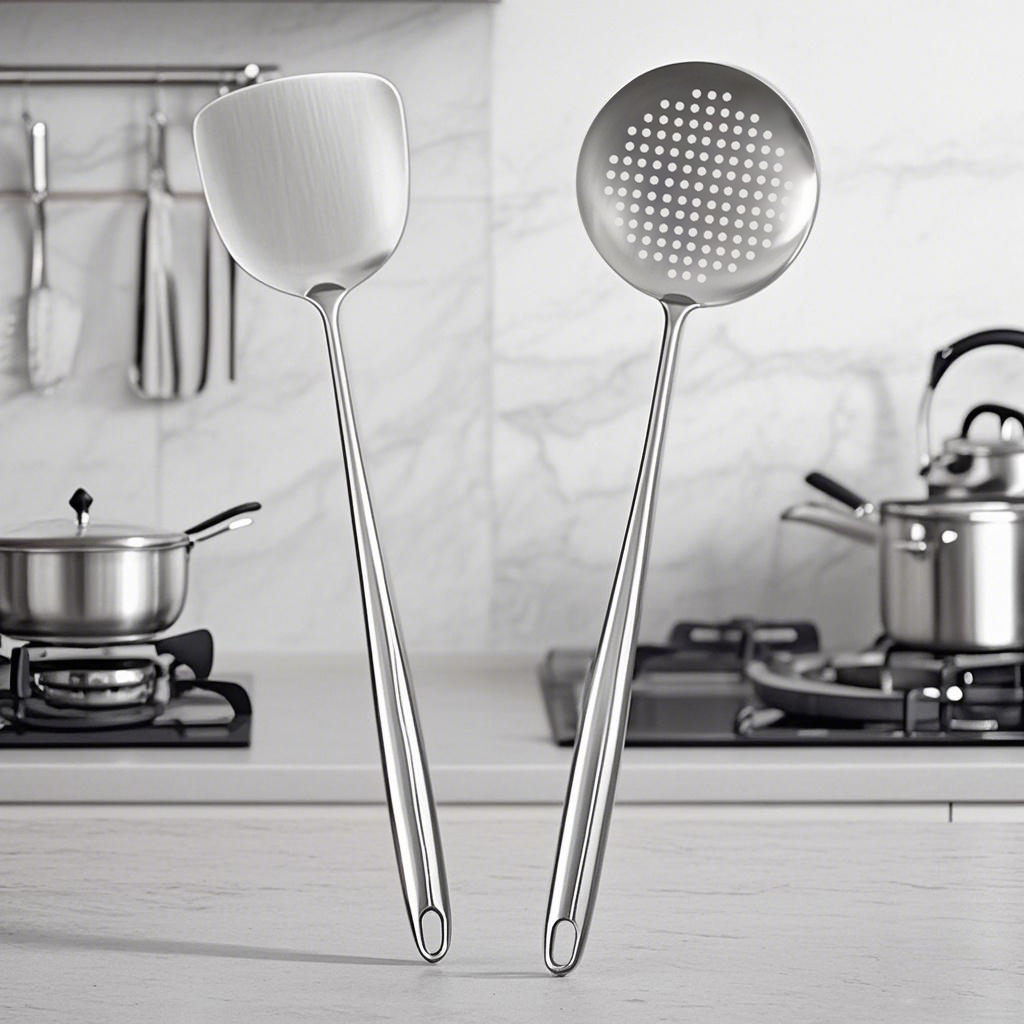 Espátula wok de aço inoxidável para alimentos, utensílios de cozinha de metal com fenda, colher, concha, conjunto de utensílios, acessórios de cozinha, ferramentas de cozinha: Verde exército