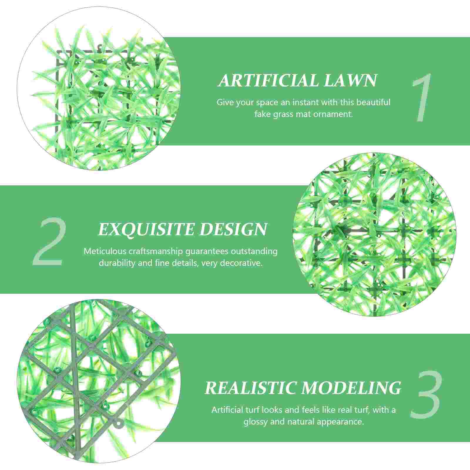 5Pcs Imitation Turfs Artificial Plants Wall Turfs Artificial Grass Turfs for Decor