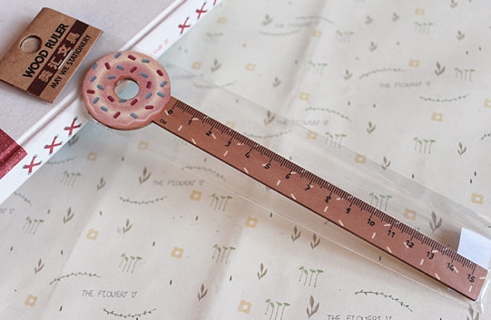 1 stk tegning kawaii lineal mad dessert donut form træ lige lineal skole kontorpapir 15cm maleri