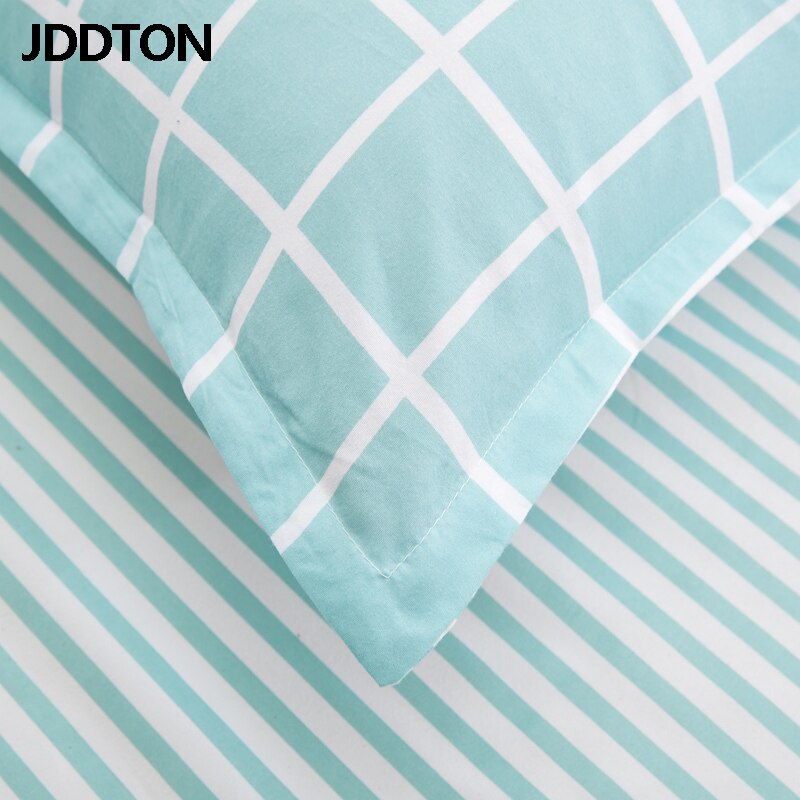JDDTON Home Textile Fresh Mint Green Plaid Bedding Sets Bed Linen Duvet Cover Set AB Side Bed Sheet Pillowcase Cover BE088