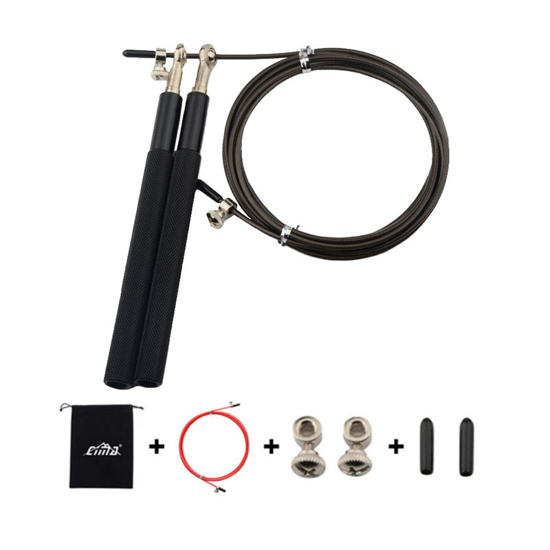 Skipping Rope Speed Boxing Jumping Training Physical Agility Gym Fitness Exercise Accessories Workout Battle: Black with Red Set