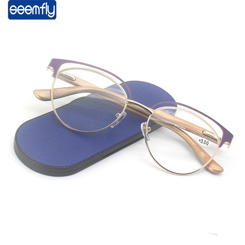 Seemfly Mode Cat Eye Verziend Leesbril Dames Retro Bril Anti Blauw Business Ver Sight Brillen Mannelijke Vrouwelijke + 2.0