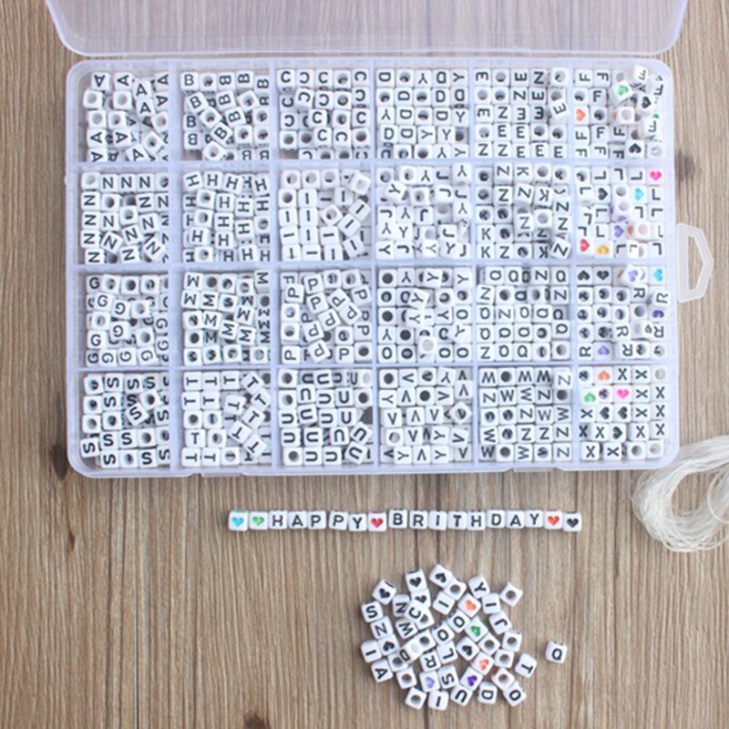 1620pcs Round Acrylic Letter Beads Set for Kid Bracelets Necklace Making Beaded Material Plastic Alphabet Beads boxs