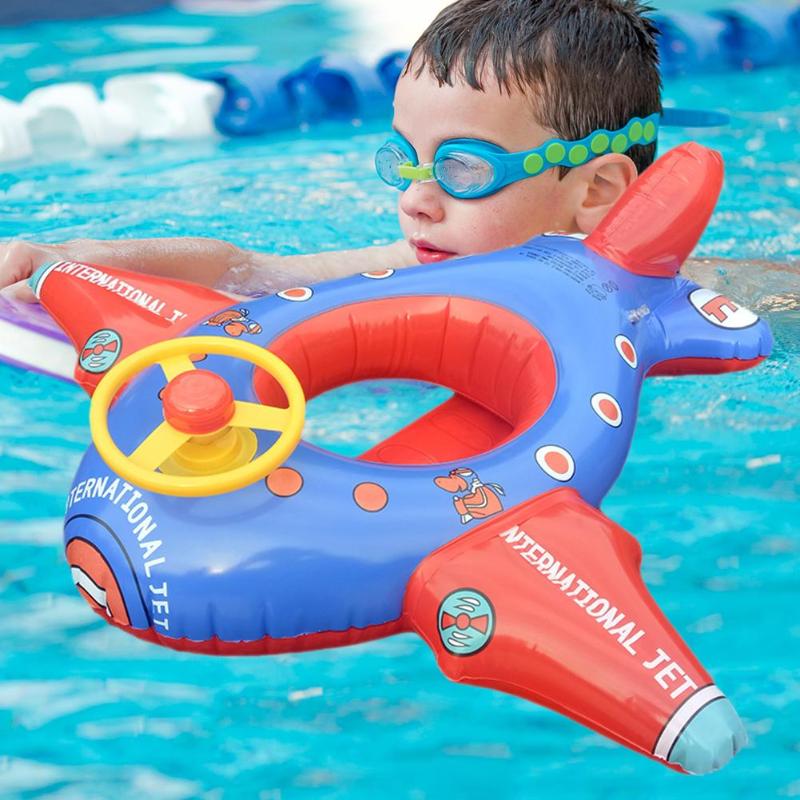 Opblaasbare Zwemmen Ring Cartoon Vliegtuigen Seat Vliegtuig-vormige Float Cirkel Kids Baby Zwembad Float Speelgoed Zomer Opblaasbare Water Spelen