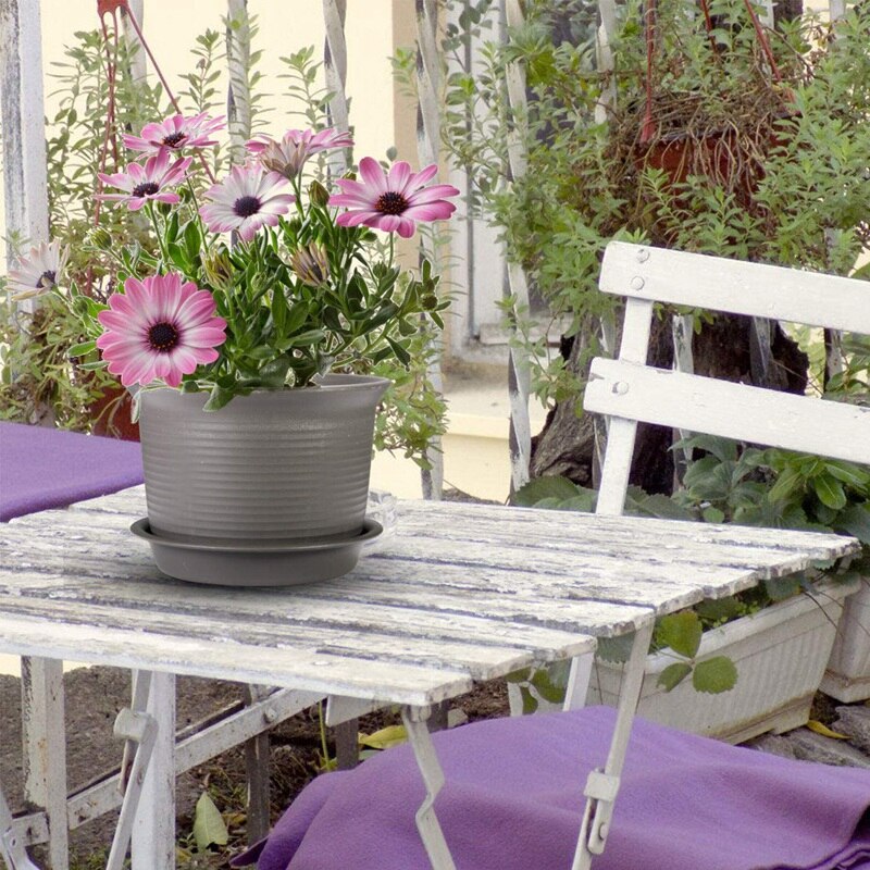 Plast blomsterpotter 8 stk potter med dreneringshull plantekasser med tallerkener for moderne planter, sukkulenter og frø barnehage