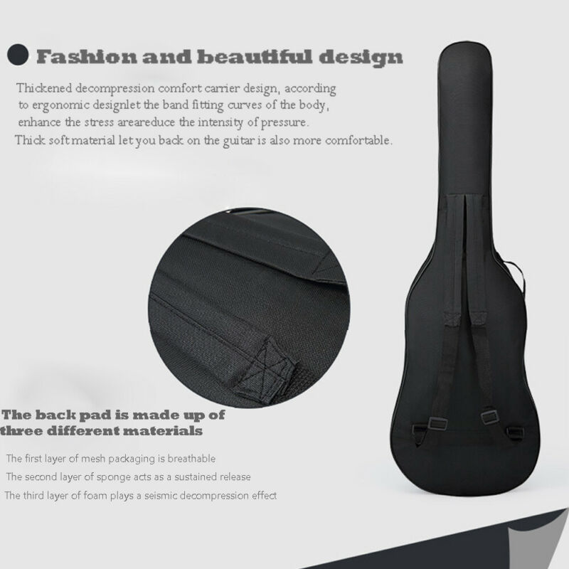 Dobbelt stropper polstret vandtæt elektrisk guitar taske blød taske gig taske taske sort bærende holder akustiske instrumentbag