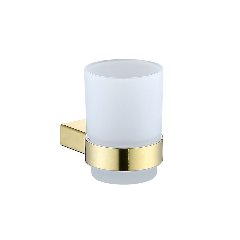 Brushed Gold Bathroom Accessories Set 304 Stainless Steel Paper Holder Toilet Brush Holder Storage Shelf Towel Bar Hanger Hook: Cup Holder