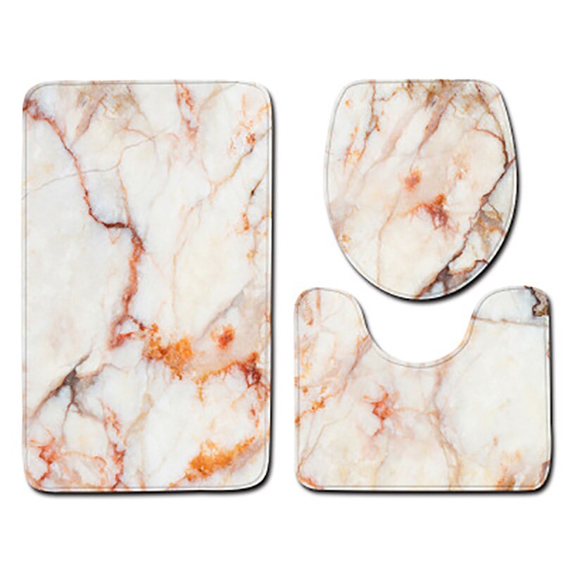 Colorful Bathroom Rugs 3pcs/Set Closestool Seat Mat Toilet Seat Mat Anti Slip Wc Mat Marble Effect Floor Mats Home Toilet Carpet: C005
