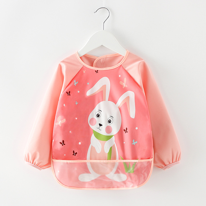 Schattige Baby Slabbetjes Peuter Baberos Bavoir Waterdichte Lange Mouw Schort Cartoon Dieren Kinderen Voeden Kiel Bib Baby Spullen 0-3Y: rabbit