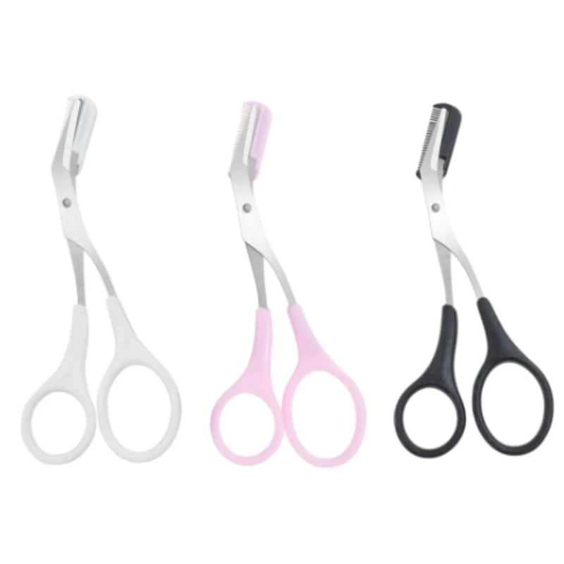 Eyebrow Trimmer Scissor Beauty Products for Women Eyebrow Scissors with Comb Stainless Steel Makeup Tools Beauty Scissors: Rose Red