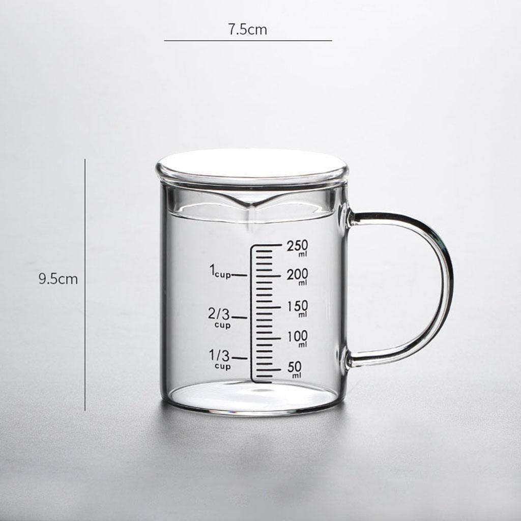 High Borosilicate Glass Measuring Cup with Handle V-Shaped Spout Beaker for Cooking: 250ml