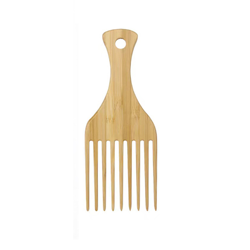 2Pcs/Set Natural Bamboo Wooden Comb Anti-Static Afro Fork Combs Beard Comb Men Women Anti-static Hair Wooden Comb Hair Styling C: black