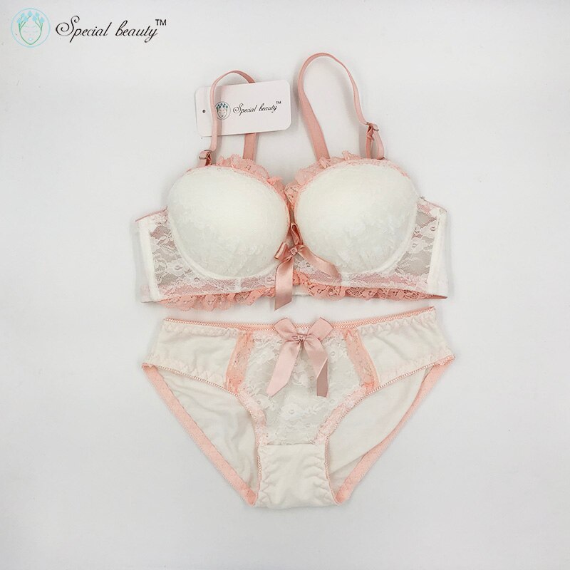 !Special beauty Soft Campus wind Pure Sweet Girlhood As beautiful as first love Push Up Teenage Bra Set