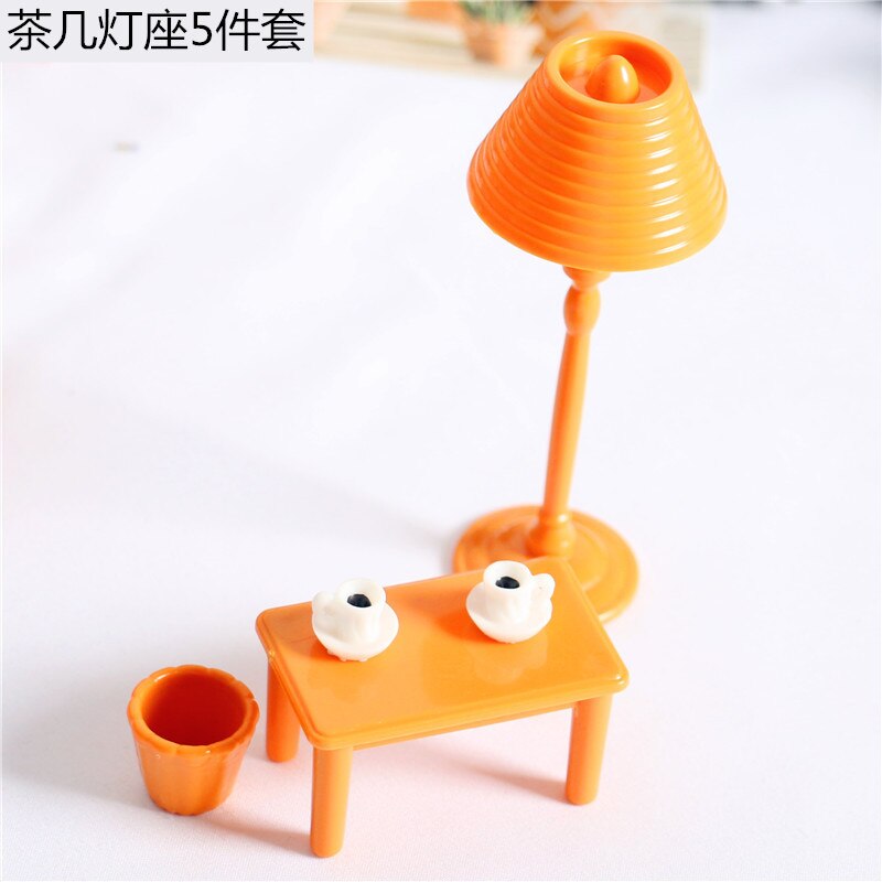 Casa delle bambole Dollhouse Modello Mobili OB11 Singola persona Doppia Stile Europeo Divano in Tessuto e Tè Combinazione di Supporto Della Lampada Da Tavolo: Teapoy Table Lamp titolare 5 pezzi