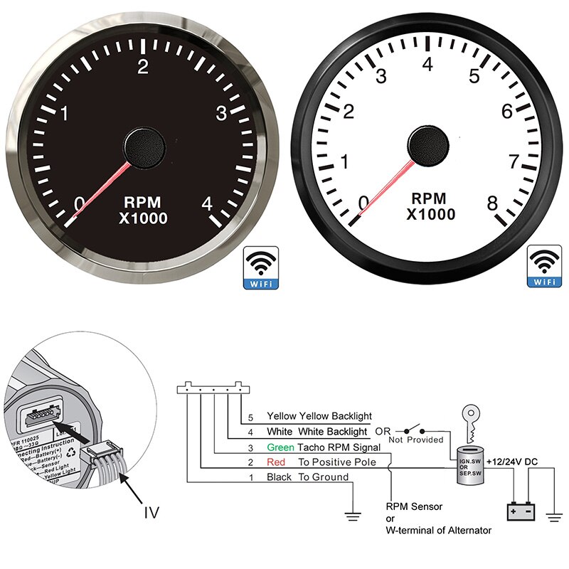 Nowy 52mm Wifi obrotomierz uniwersalny samochód Łódź 0-4000 generator z niskimi obrotami UTV ATV programowalny wskaźnik dla benzyna diesel silnik podświetlenie