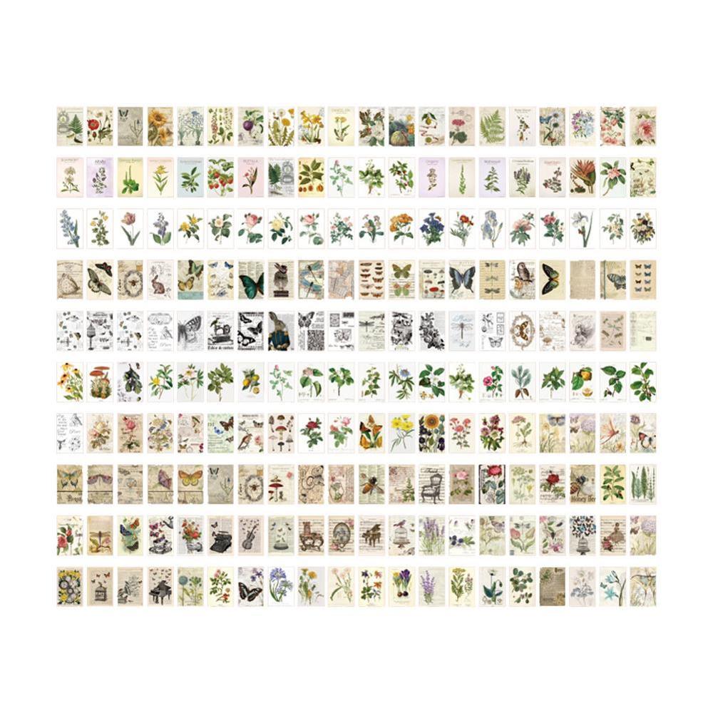 200 sheets/pack Paper Retro Material Card Letter Paper Sticker Stationery Note Page Journal Material DIY Deco Write Base St O2Z5: flower