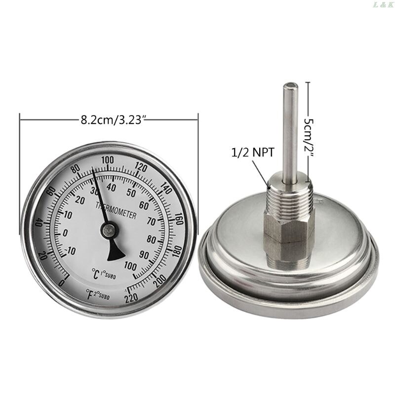 3 "Dial Analoge Homebrew Thermometer Kit 2" Probe 0-220 Graden Homebrew Bier Ketel Wijn Met Noten o-Ring Ring Pxpc